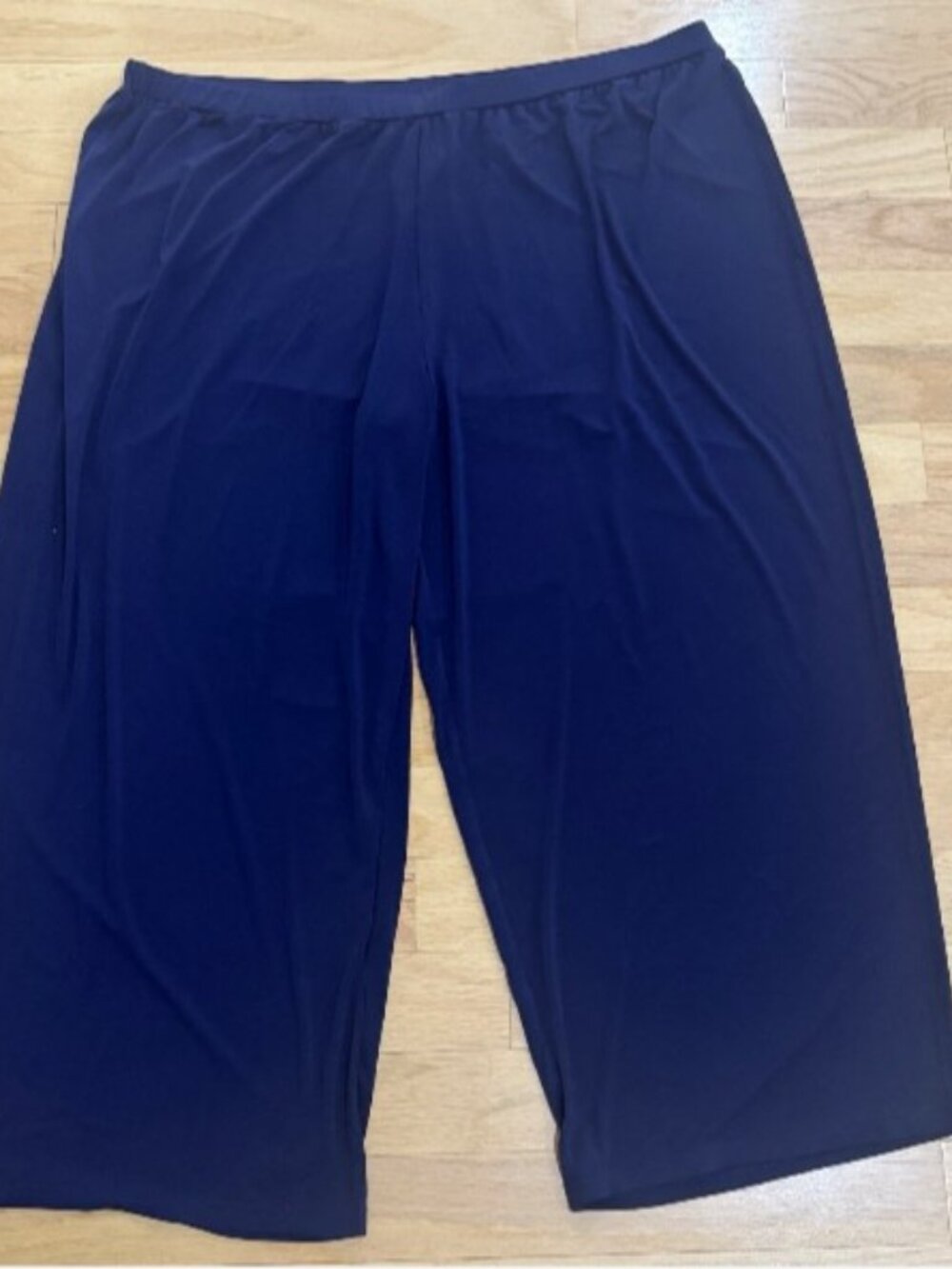 Ulla Popken Wide Leg Pants Plus Size 3X Purple Slinky Knit Pull On 28s/30s Short